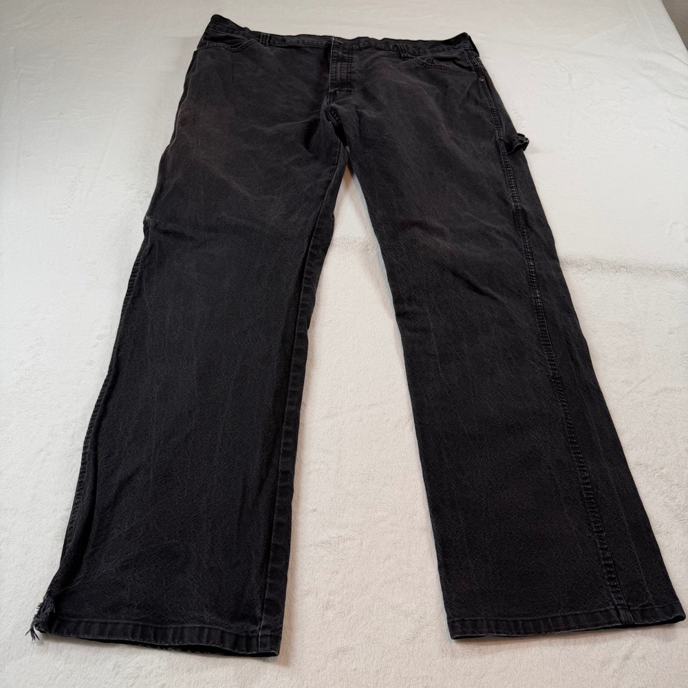 Genuine Dickies Carpenter Pants Mens 44x30 Black Good Faded Workwear‎ Denim